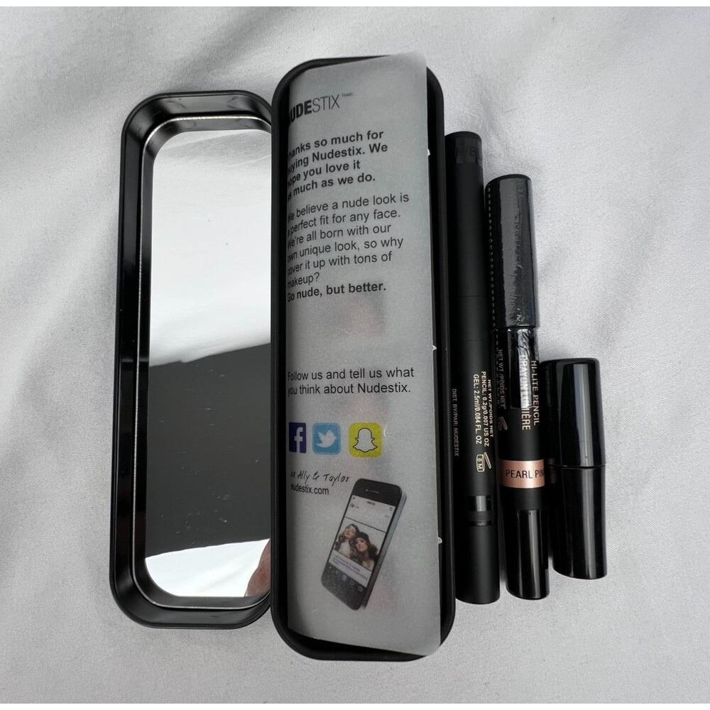 Nudestix Eyebrow Stylus Pencil & Gel - Brown Black With Pearl Pink Hi Lite Set